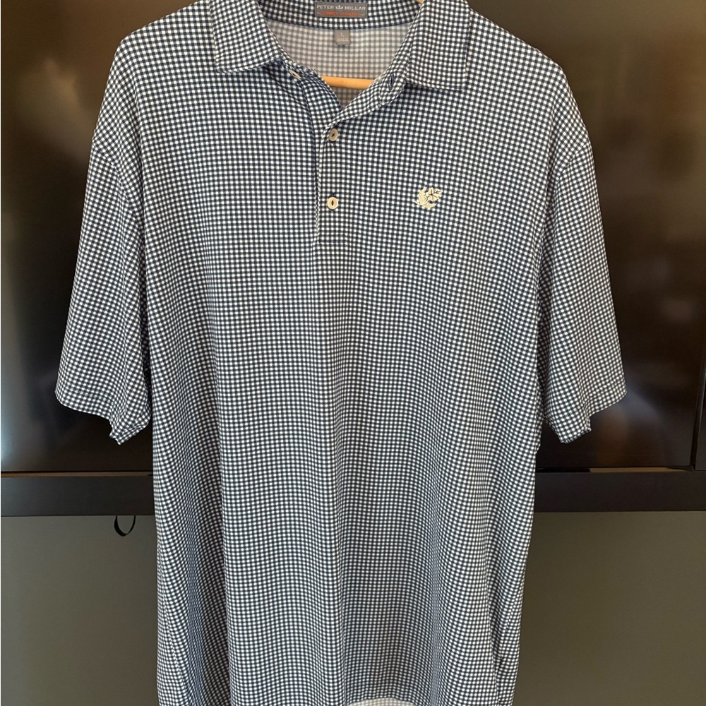 Peter Millar Blue and White Polo Shirt Classic Design